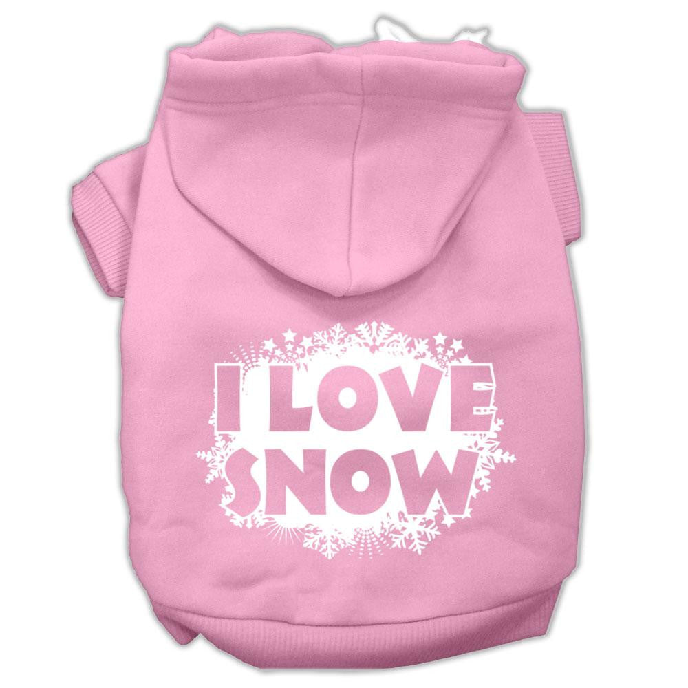 I Love Snow Screenprint Pet Hoodies Light Pink Size Xs (8)