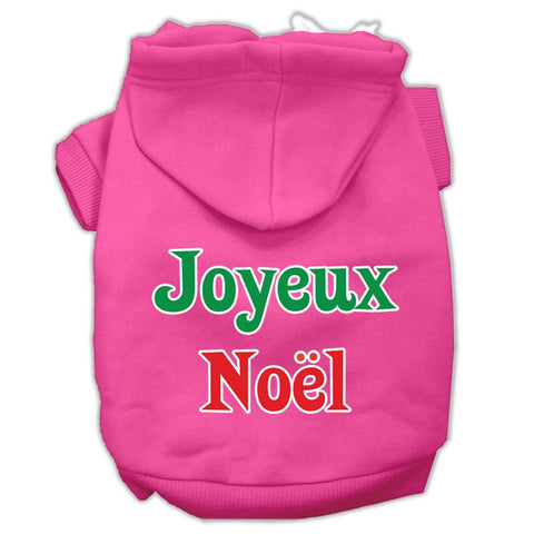 Joyeux Noel Screen Print Pet Hoodies Bright Pink S (10)