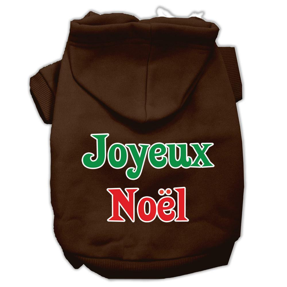 Joyeux Noel Screen Print Pet Hoodies Brown XS (8)