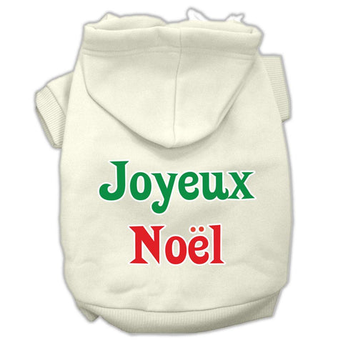 Joyeux Noel Screen Print Pet Hoodies Cream Size XS (8)