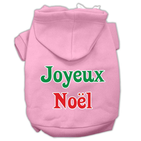 Joyeux Noel Screen Print Pet Hoodies Light Pink Xs (8)