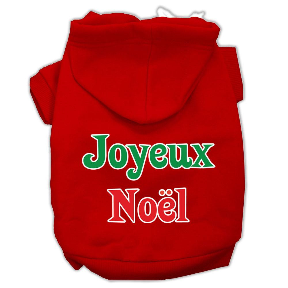 Joyeux Noel Screen Print Pet Hoodies Red Size XS (8)