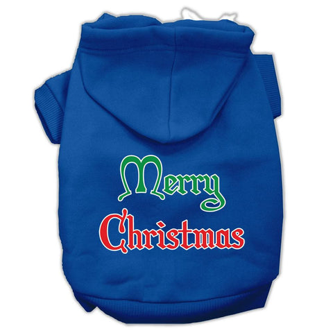 Merry Christmas Screen Print Pet Hoodies Blue Size Lg (14)