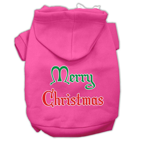 Merry Christmas Screen Print Pet Hoodies Bright Pink Size Lg (14)