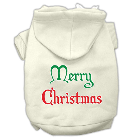 Merry Christmas Screen Print Pet Hoodies Cream Size Lg (14)