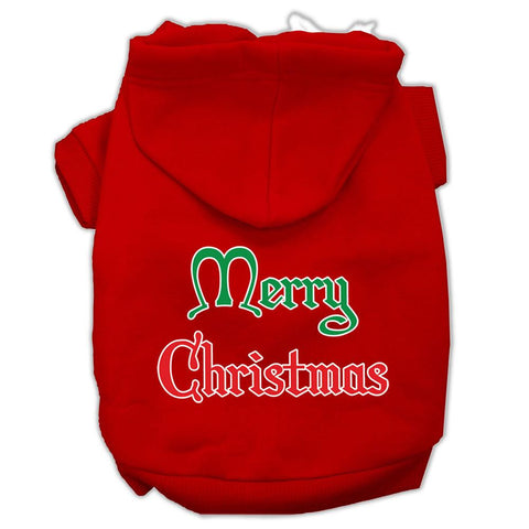 Merry Christmas Screen Print Pet Hoodies Red Size Lg (14)