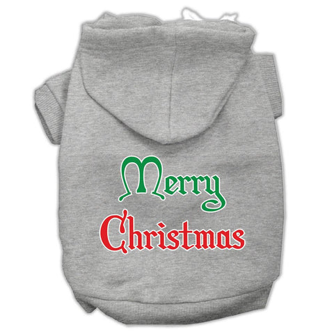 Merry Christmas Screen Print Pet Hoodies Grey Size Med (12)