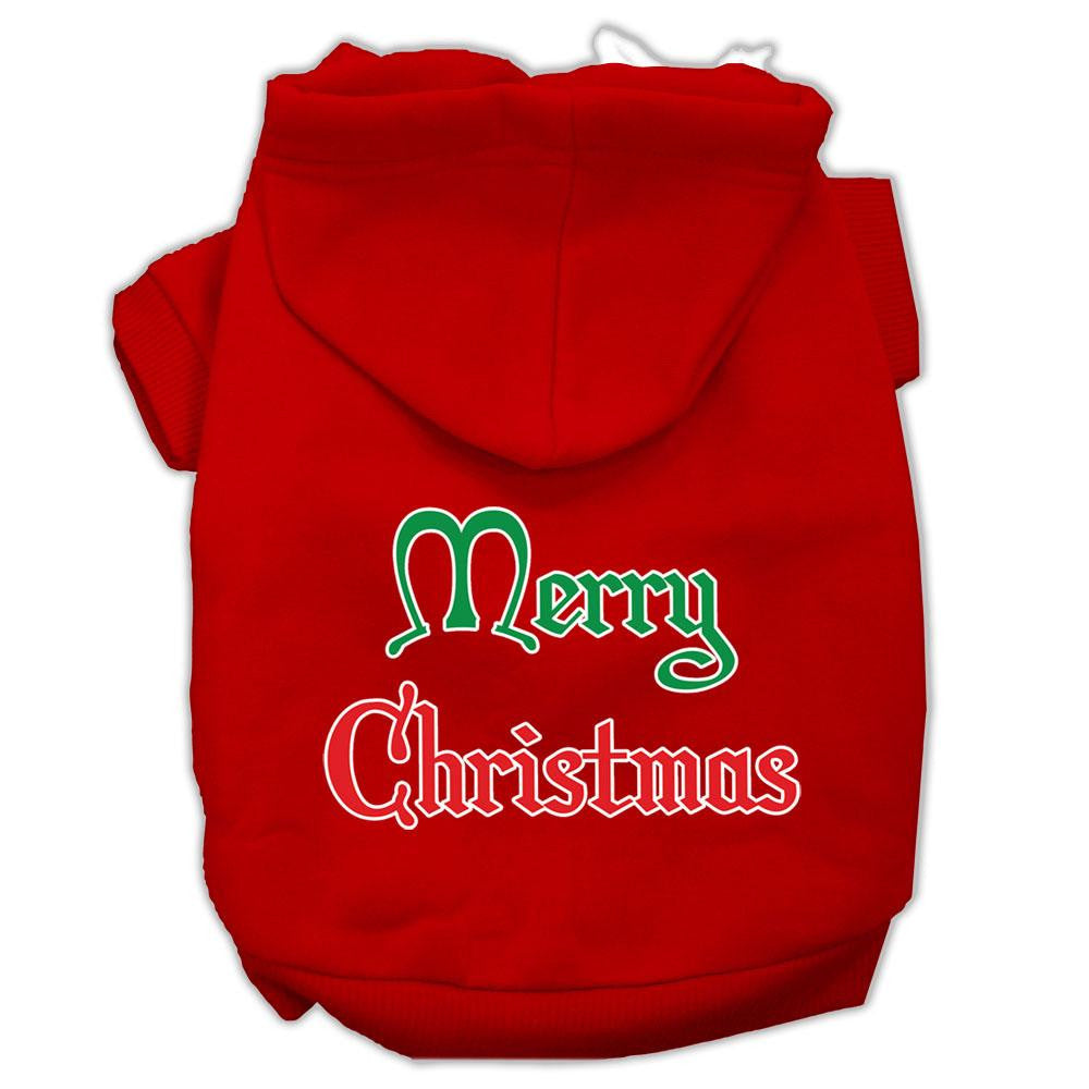 Merry Christmas Screen Print Pet Hoodies Red Size Sm (10)