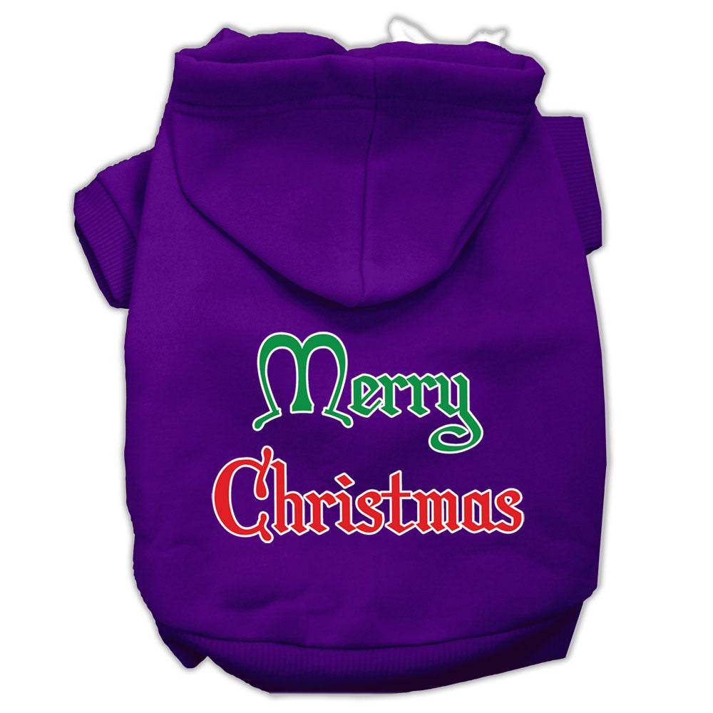 Merry Christmas Screen Print Pet Hoodies Purple Size XL (16)