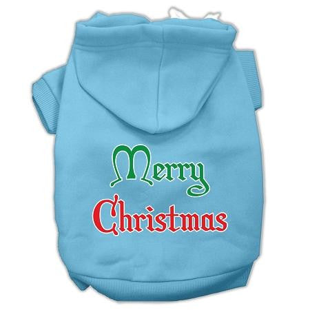 Merry Christmas Screen Print Pet Hoodies Baby Blue Size Xs (8)