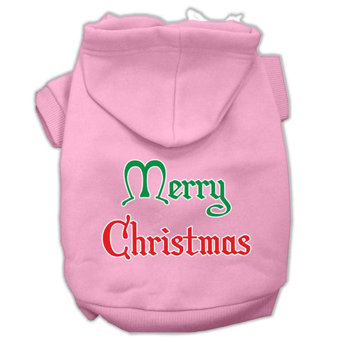 Merry Christmas Screen Print Pet Hoodies Light Pink Size Xs (8)