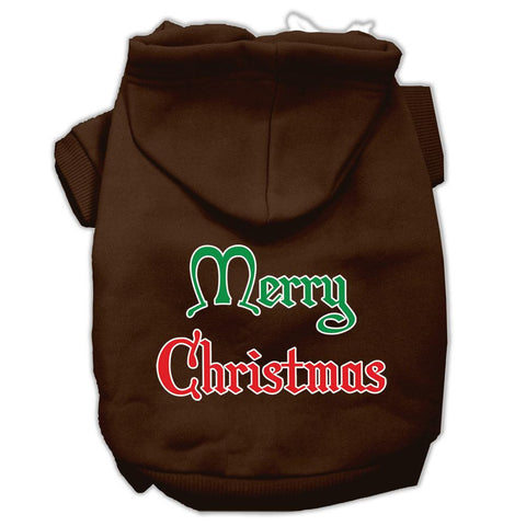 Merry Christmas Screen Print Pet Hoodies Brown Size XXL (18)