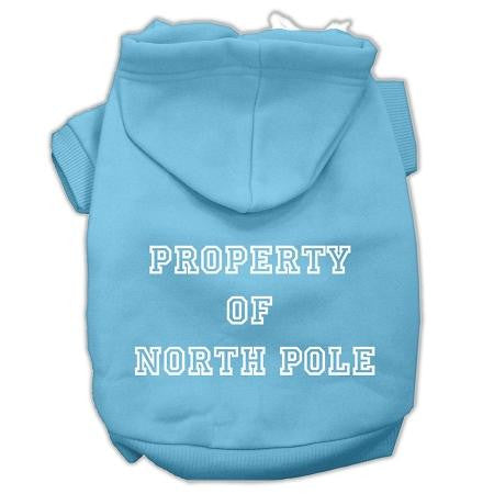 Property Of North Pole Screen Print Pet Hoodies Baby Blue Size L (14)