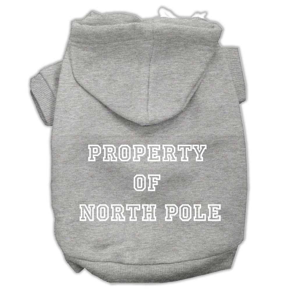 Property Of North Pole Screen Print Pet Hoodies Grey Size S (10)