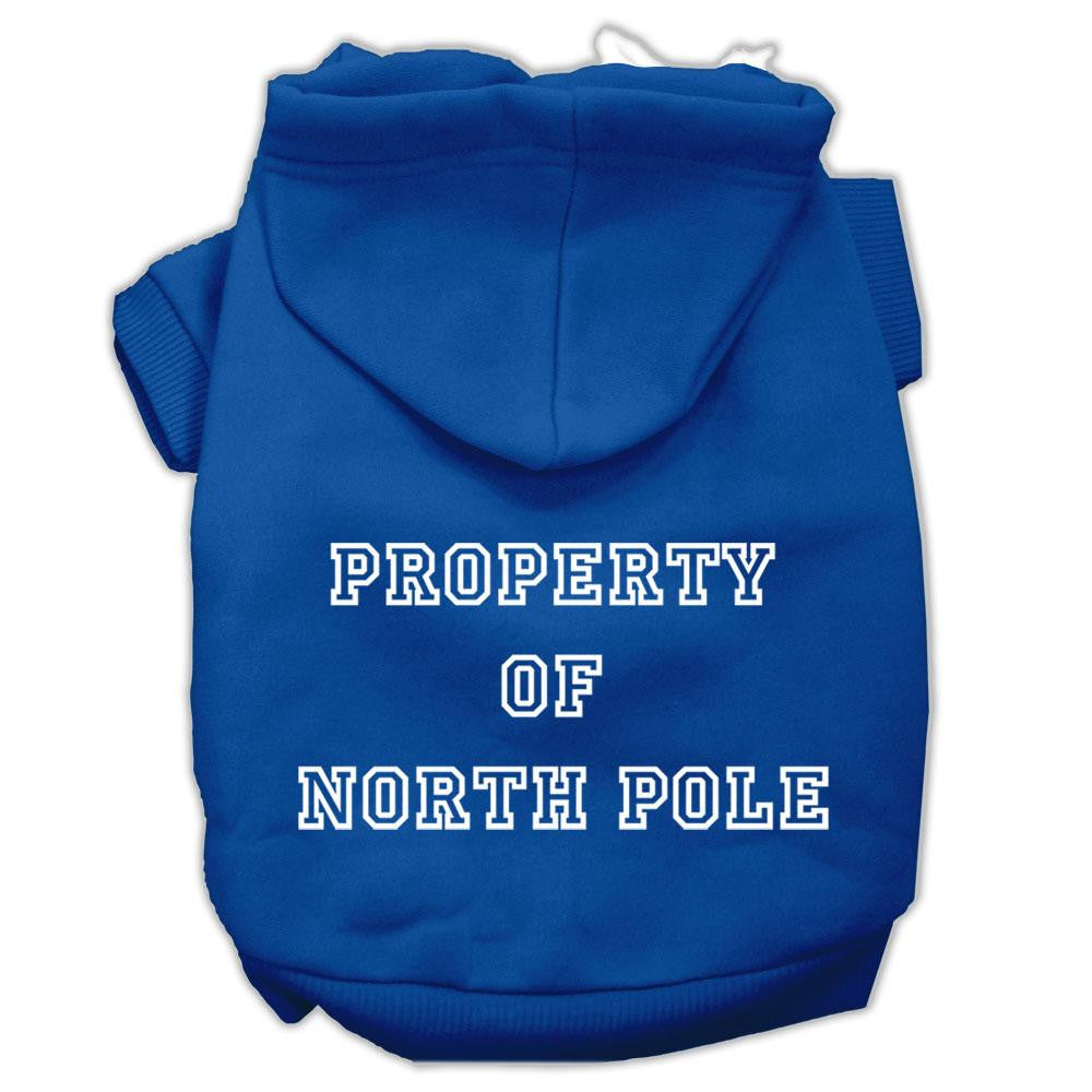 Property of North Pole Screen Print Pet Hoodies Blue Size XS (8)