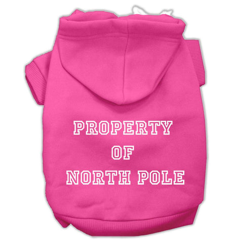 Property of North Pole Screen Print Pet Hoodies Bright Pink Size XS (8)