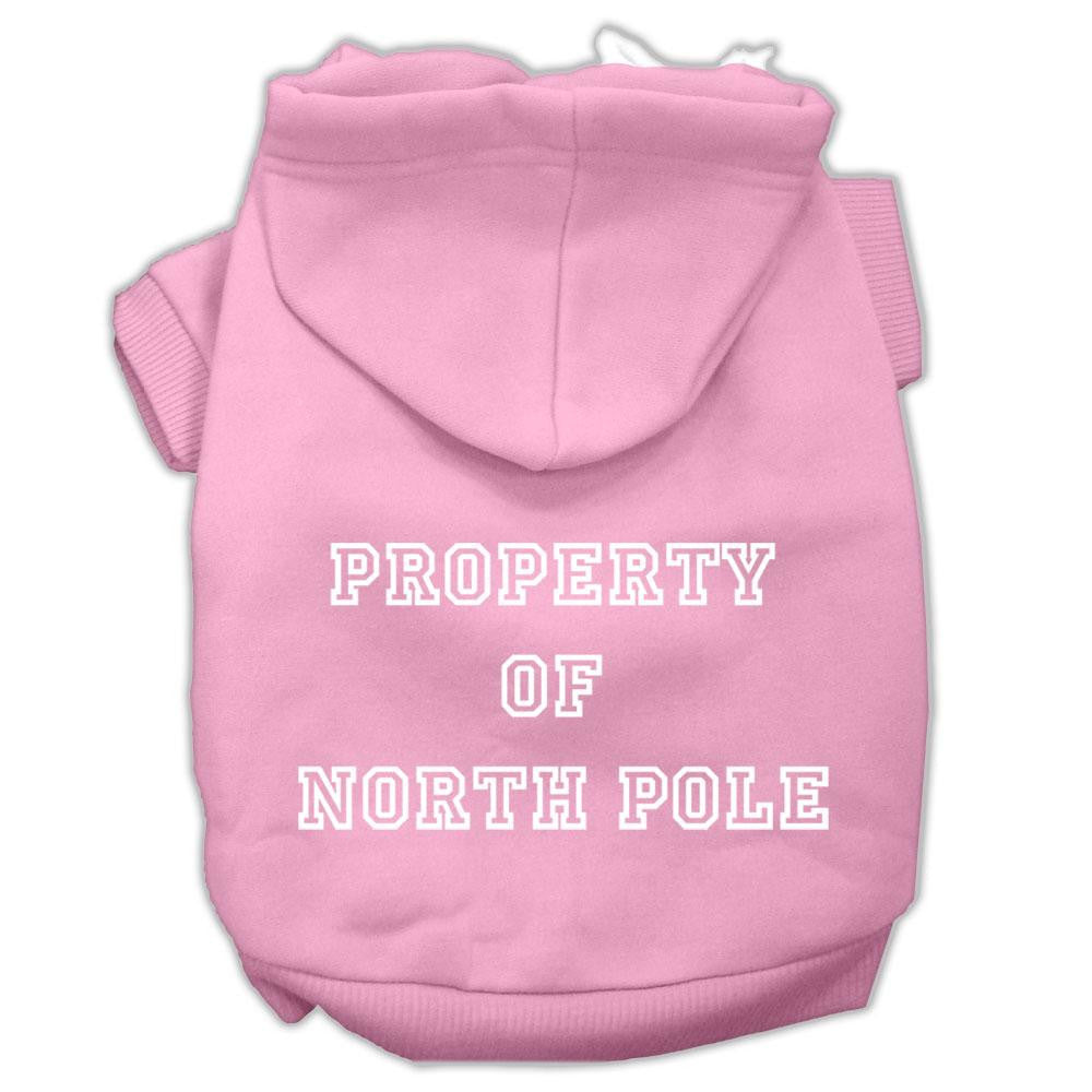 Property Of North Pole Screen Print Pet Hoodies Pink Size Xs (8)