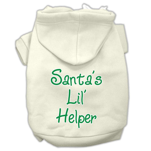 Santa's Lil' Helper Screen Print Pet Hoodies Cream Size Lg (14)