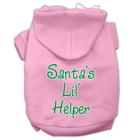 Santa's Lil' Helper Screen Print Pet Hoodies Light Pink Size Lg (14)