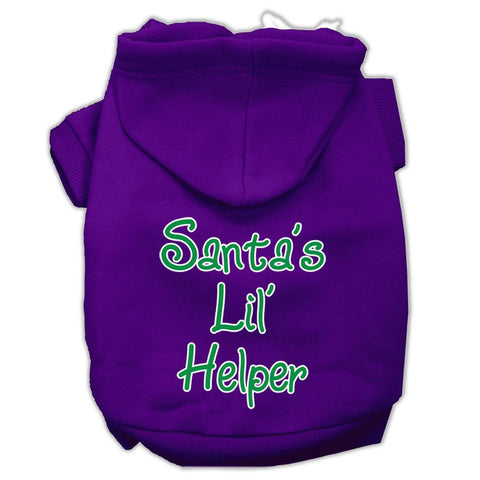 Santa's Lil' Helper Screen Print Pet Hoodies Purple Size Lg (14)