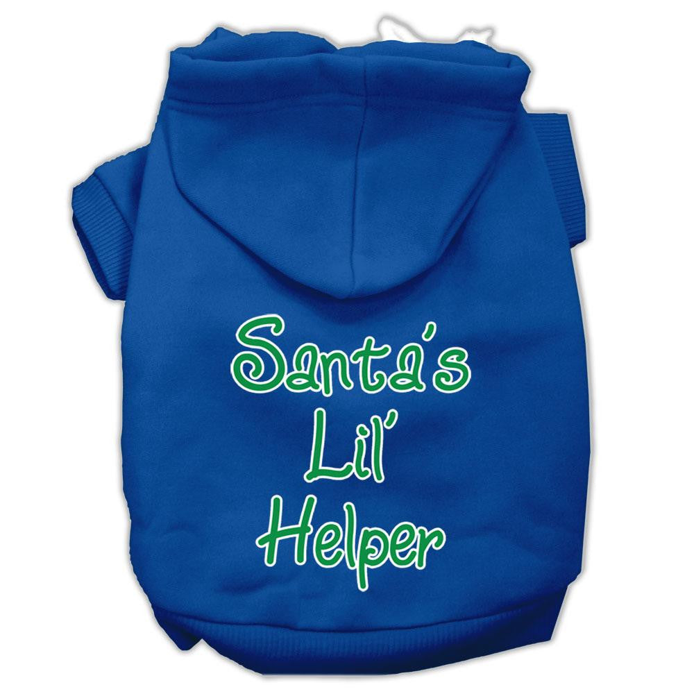 Santa's Lil' Helper Screen Print Pet Hoodies Blue Size Med (12)