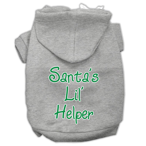 Santa's Lil' Helper Screen Print Pet Hoodies Grey Size Med (12)