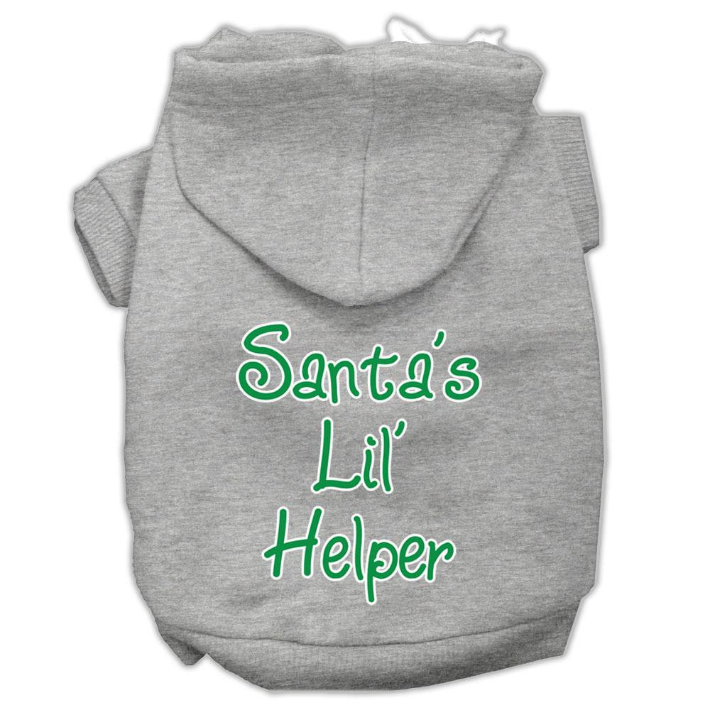 Santa's Lil' Helper Screen Print Pet Hoodies Grey Size Xl (16)