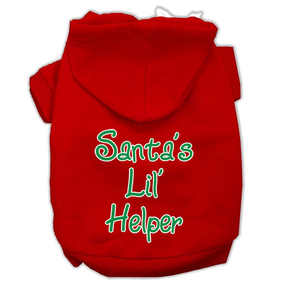 Santa's Lil' Helper Screen Print Pet Hoodies Red Size XL (16)