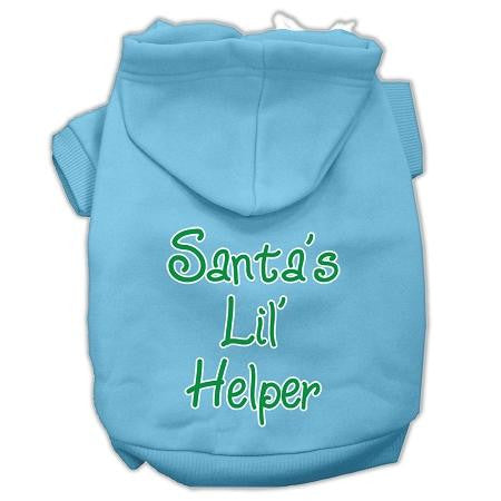 Santa's Lil' Helper Screen Print Pet Hoodies Baby Blue Size Xs (8)