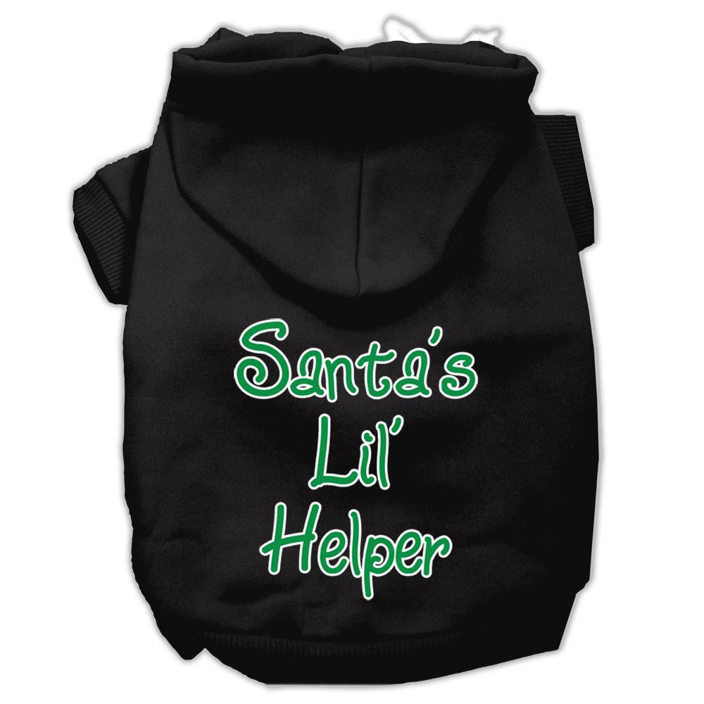 Santa's Lil' Helper Screen Print Pet Hoodies Black Size XS (8)