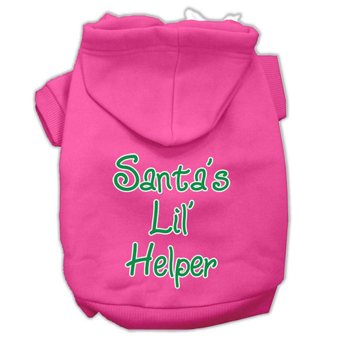 Santa's Lil' Helper Screen Print Pet Hoodies Bright Pink Size XS (8)