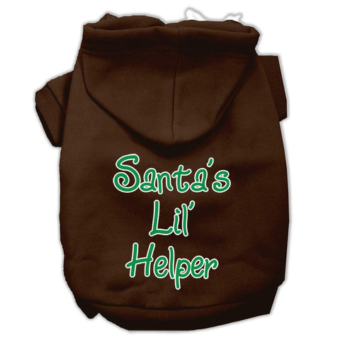 Santa's Lil' Helper Screen Print Pet Hoodies Brown Size XS (8)