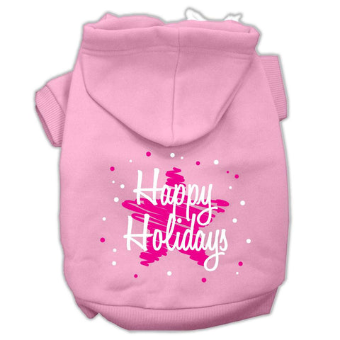 Scribble Happy Holidays Screenprint Pet Hoodies Light Pink Size L (14)