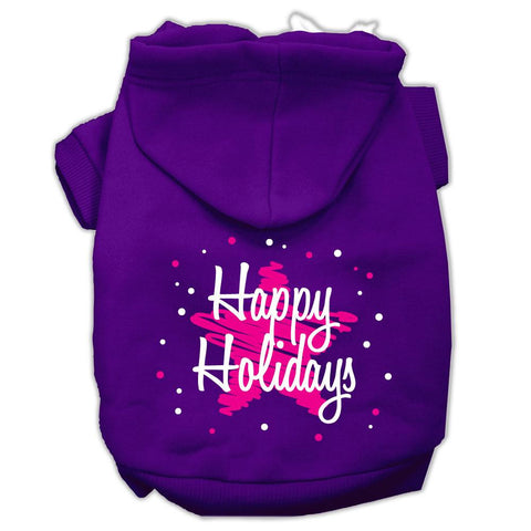 Scribble Happy Holidays Screenprint Pet Hoodies Purple Size L (14)