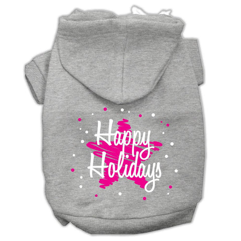 Scribble Happy Holidays Screenprint Pet Hoodies Grey Size S (10)