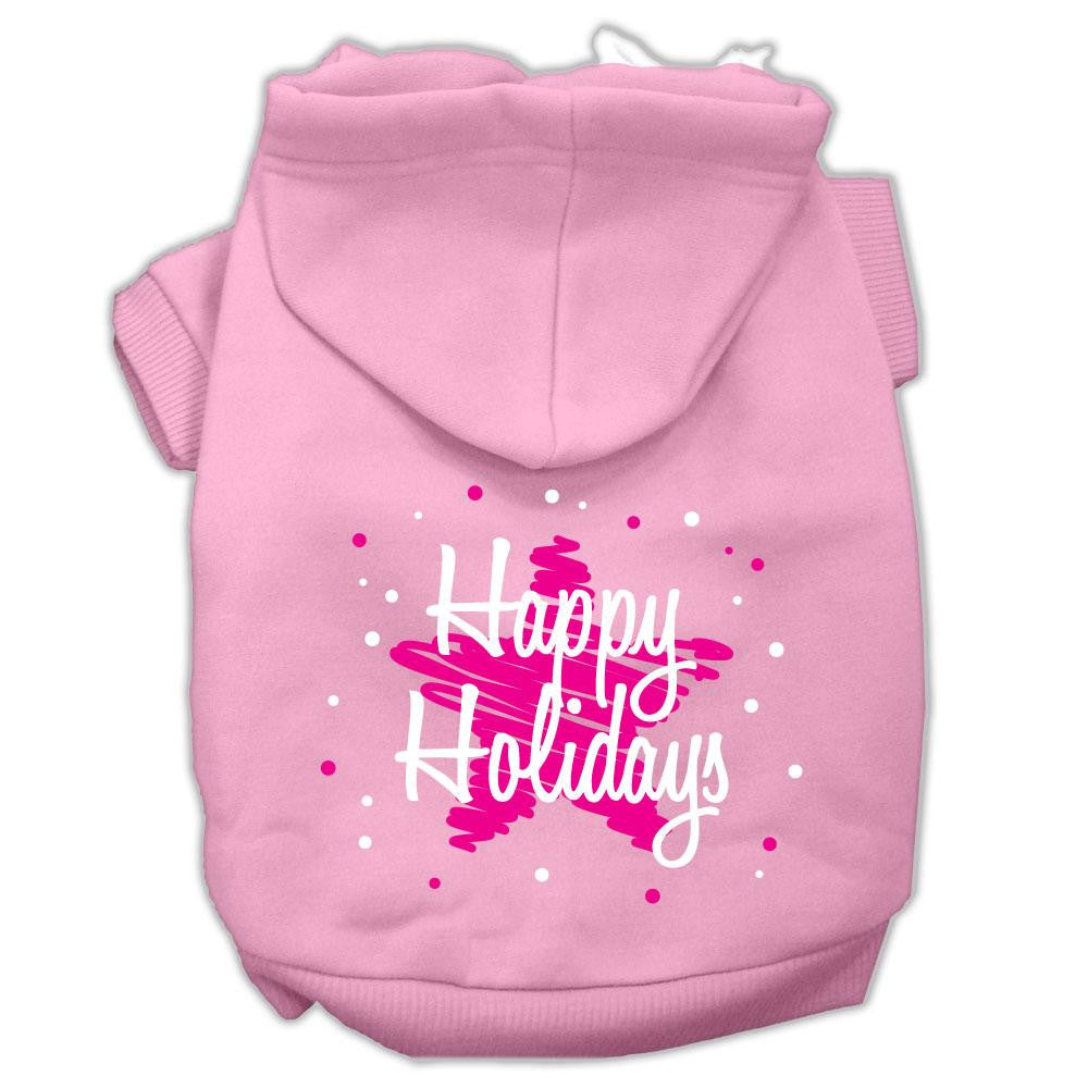 Scribble Happy Holidays Screenprint Pet Hoodies Light Pink Size Xs (8)