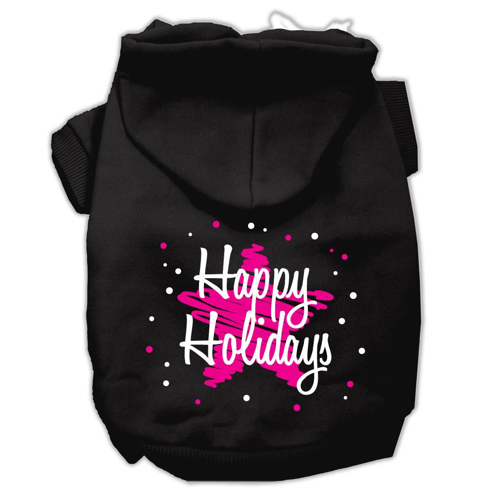 Scribble Happy Holidays Screenprint Pet Hoodies Black Size XXL (18)