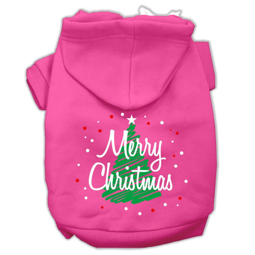 Scribbled Merry Christmas Screenprint Pet Hoodies Bright Pink Size L (14)