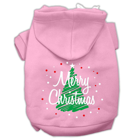 Scribbled Merry Christmas Screenprint Pet Hoodies Light Pink Size L (14)