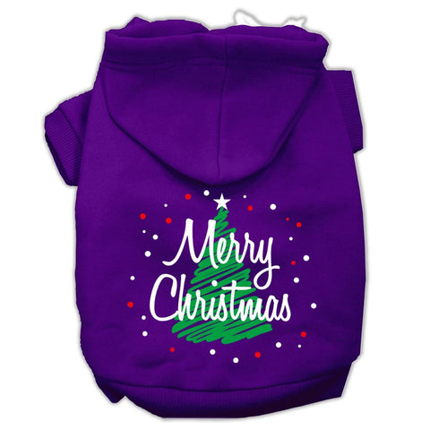 Scribbled Merry Christmas Screenprint Pet Hoodies Purple Size L (14)