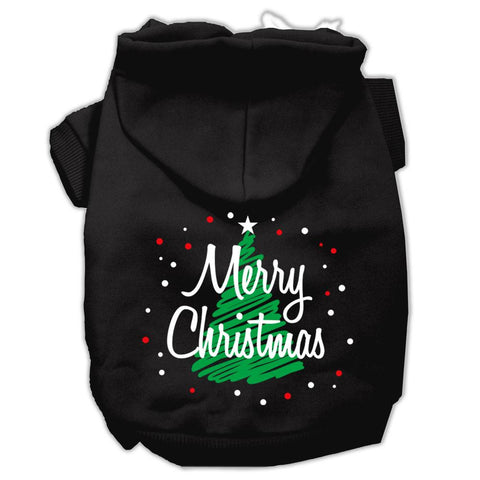 Scribbled Merry Christmas Screenprint Pet Hoodies Black Size M (12)