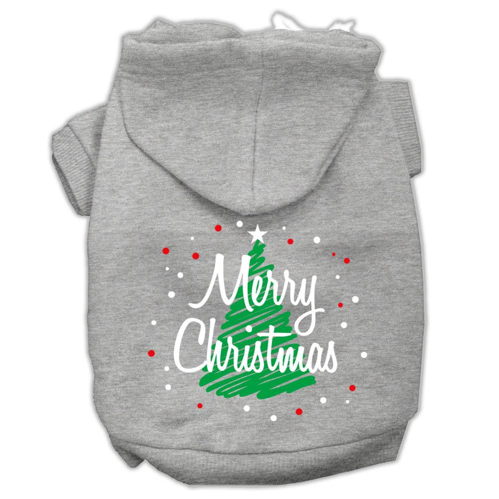 Scribbled Merry Christmas Screenprint Pet Hoodies Grey Size M (12)