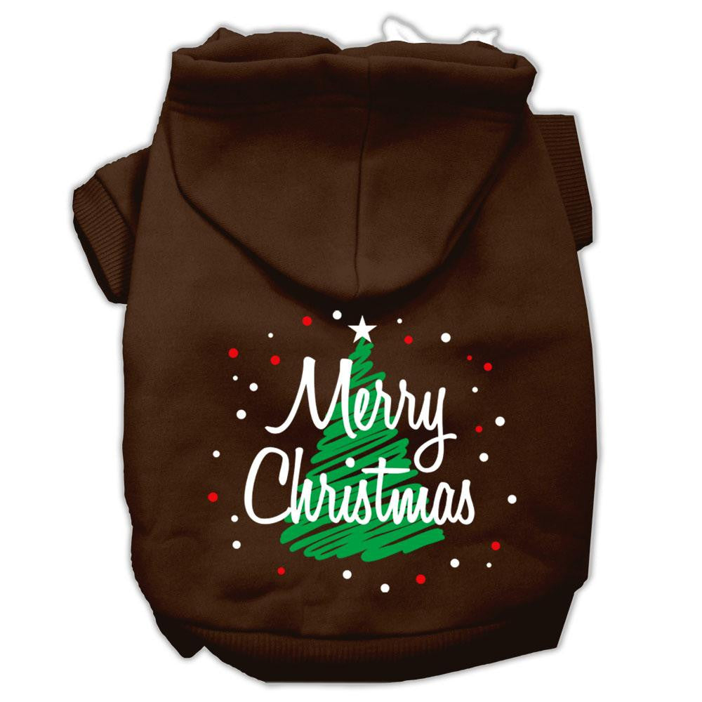 Scribbled Merry Christmas Screenprint Pet Hoodies Brown Size XL (16)