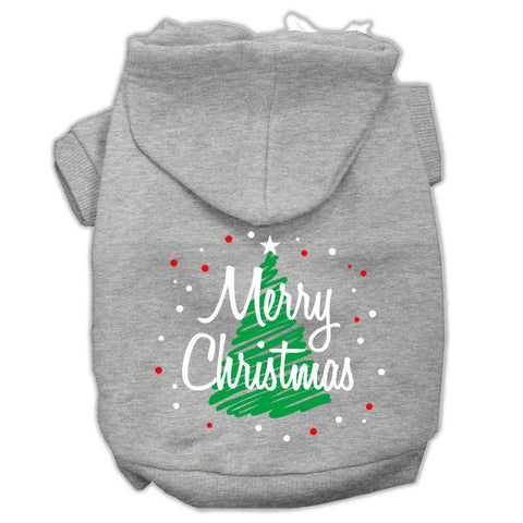 Scribbled Merry Christmas Screenprint Pet Hoodies Grey Size Xs (8)