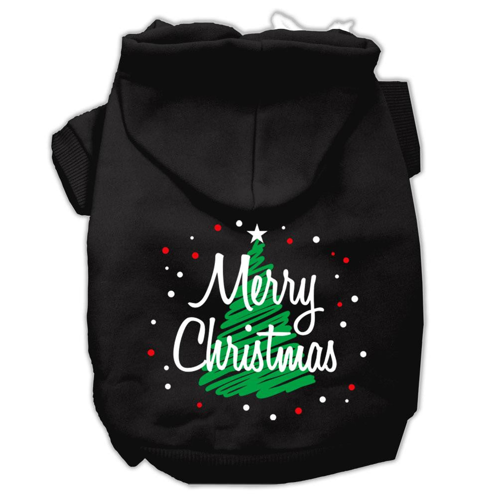 Scribbled Merry Christmas Screenprint Pet Hoodies Black Size XXL (18)