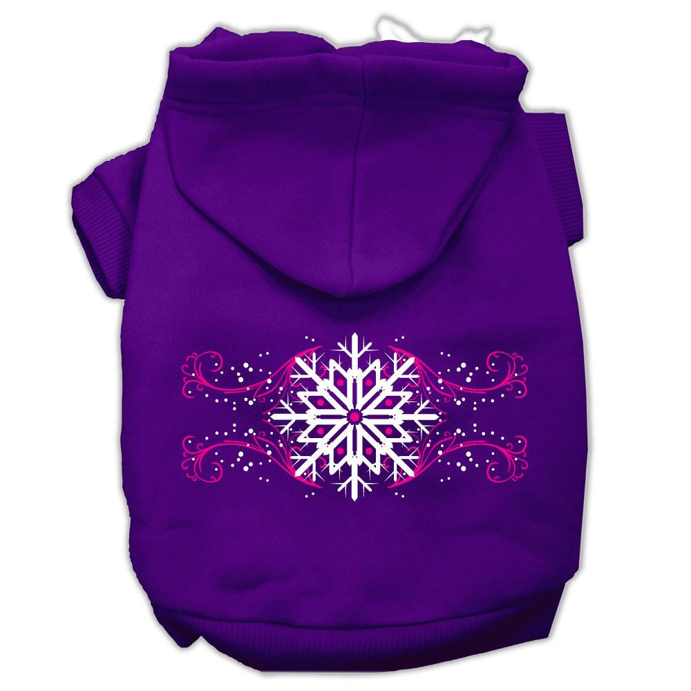 Pink Snowflake Swirls Screenprint Pet Hoodies Purple Size XXL (18)