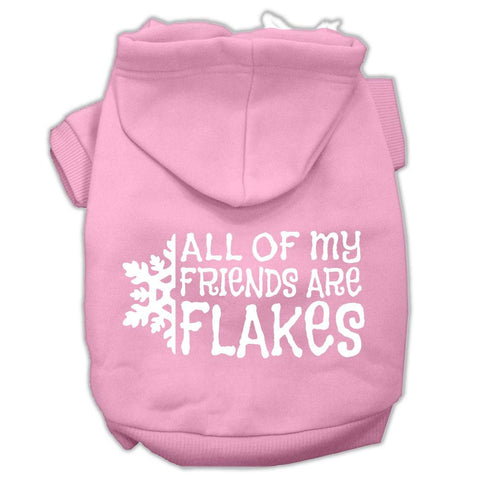 All My Friends Are Flakes Screen Print Pet Hoodies Light Pink Size L (14)