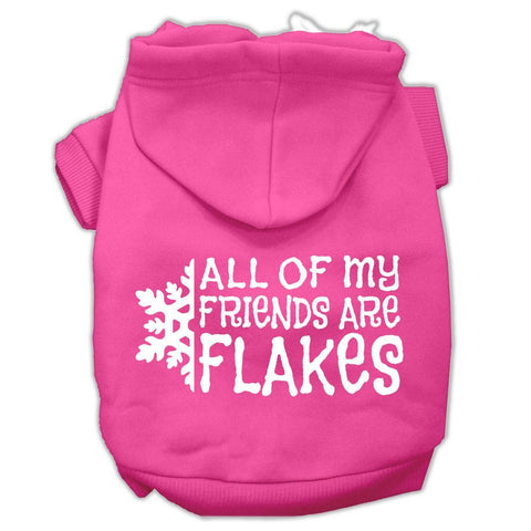 All My Friends Are Flakes Screen Print Pet Hoodies Bright Pink Size M (12)