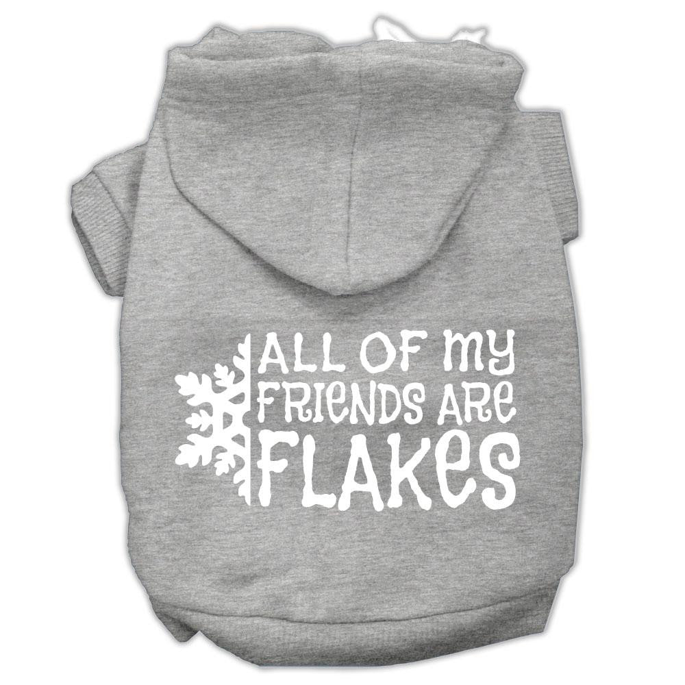 All My Friends Are Flakes Screen Print Pet Hoodies Grey Size S (10)