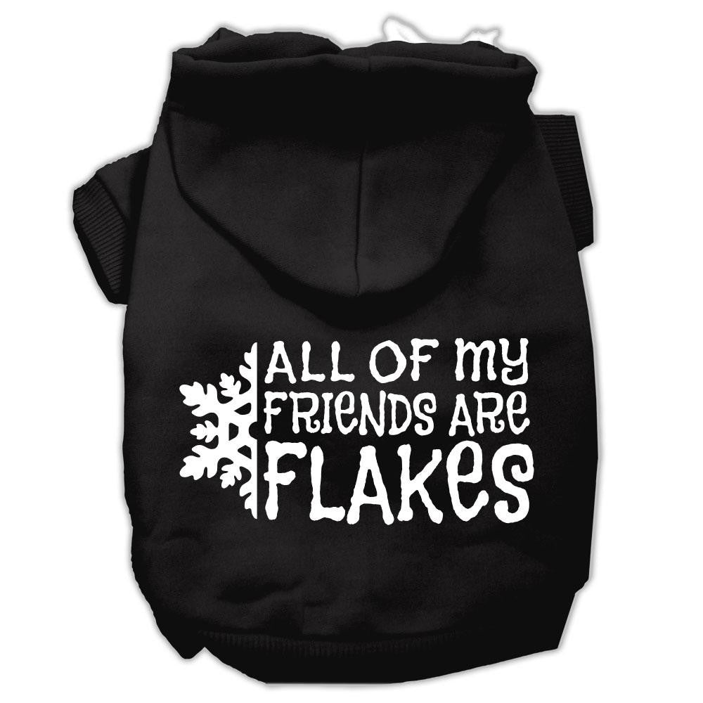 All my friends are Flakes Screen Print Pet Hoodies Black Size XS (8)